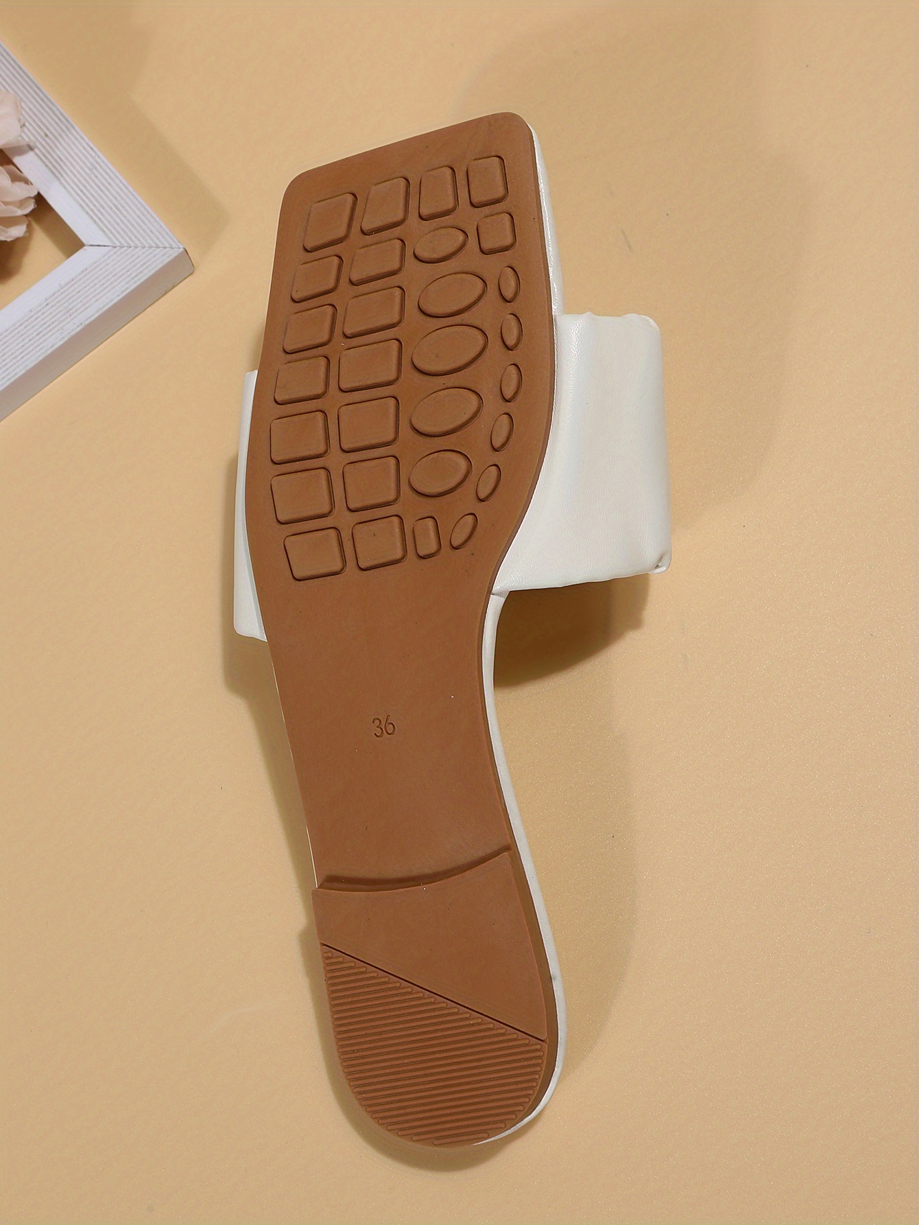 womens pleated slide sandals simple solid color square toe slides comfy summer slip on flats details 8